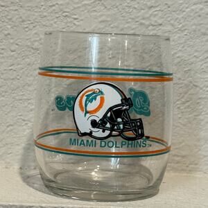 Vintage‎ 90s NFL Miami Dolphins Whiskey Drinking Lowball Glass Tumbler 12 oz.